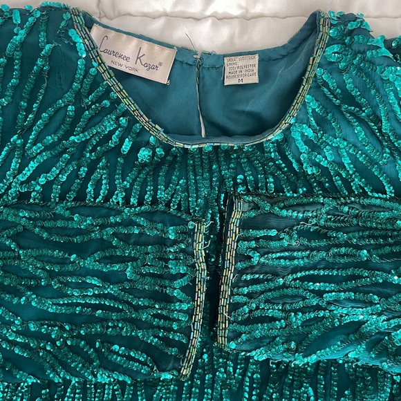Beautiful, vintage emerald green beaded top - Picture 2 of 3